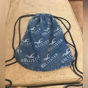 Hollister denim drawstring backpack
